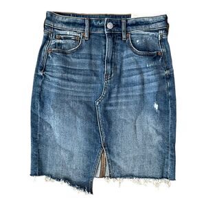 NWT American Eagle Super High Rise MIDI Blue Jean Skirt Size 00 Causal Western